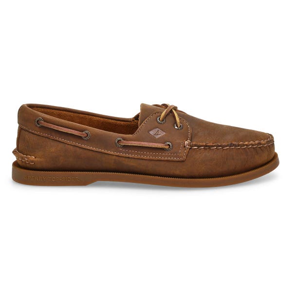 Chaussure bateau A/O 2 œillets pour hommes en cuir – Brun