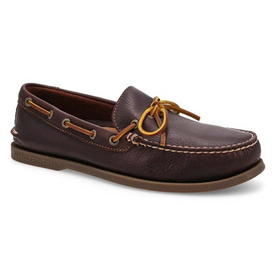 Chaussure bateau en cuir Authentic Original 1-Eye pour homme - Bourgogne