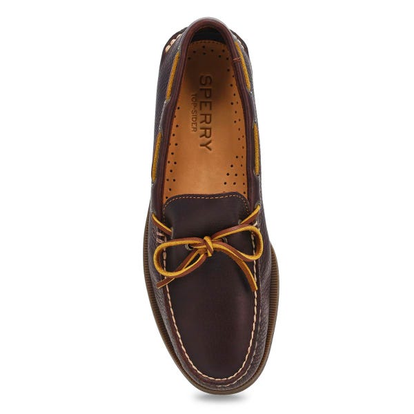 Chaussure bateau en cuir Authentic Original 1-Eye pour homme - Bourgogne