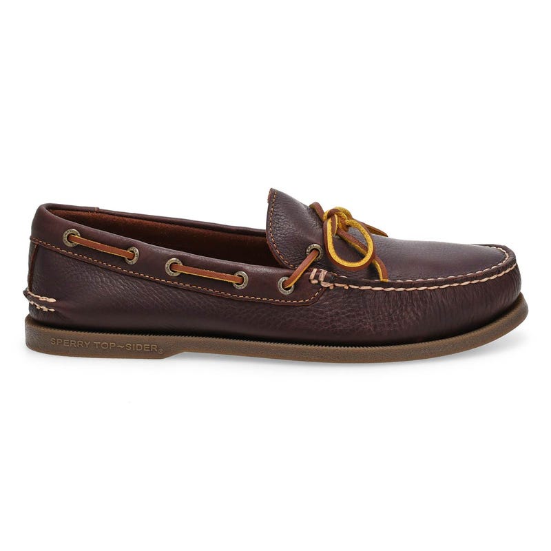 Chaussure bateau en cuir Authentic Original 1-Eye pour homme - Bourgogne