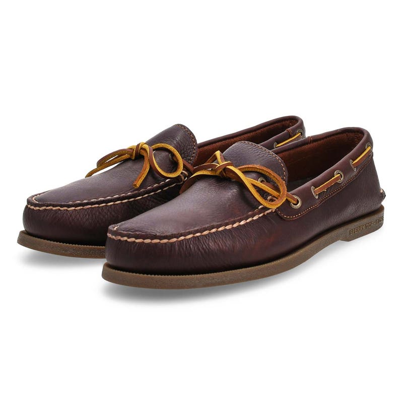 Chaussure bateau en cuir Authentic Original 1-Eye pour homme - Bourgogne