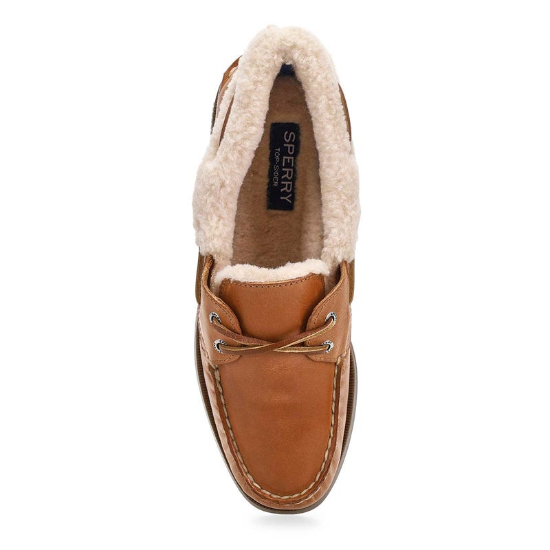 Women's Authentic Original 2-Eye Leather Cozy  Boat Shoe - Tan