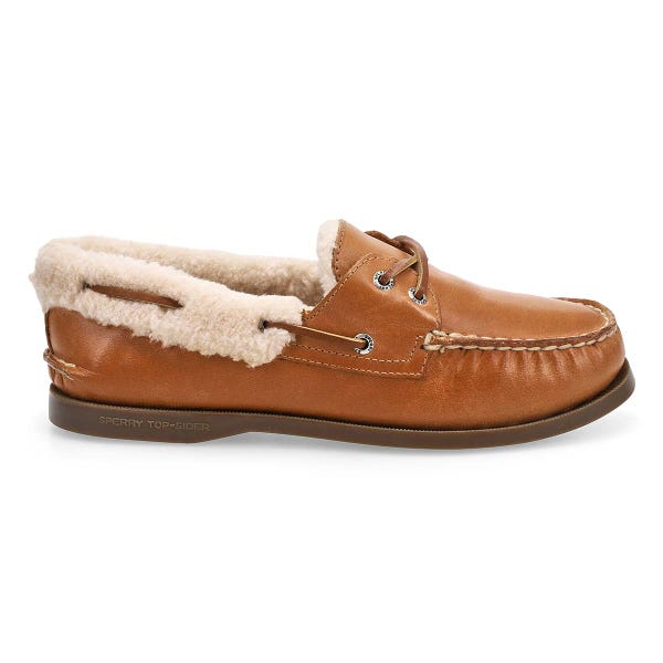 Women's Authentic Original 2-Eye Leather Cozy  Boat Shoe - Tan
