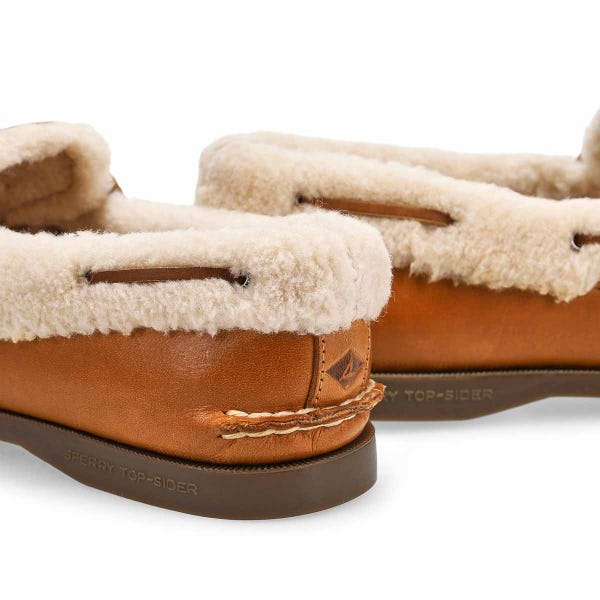 Women's Authentic Original 2-Eye Leather Cozy  Boat Shoe - Tan