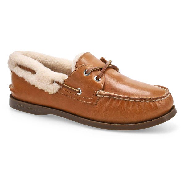 Women's Authentic Original 2-Eye Leather Cozy  Boat Shoe - Tan