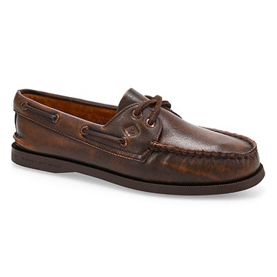 Chaussure bateau pour femmes A/O 2-Eye en cuir – Brun foncé