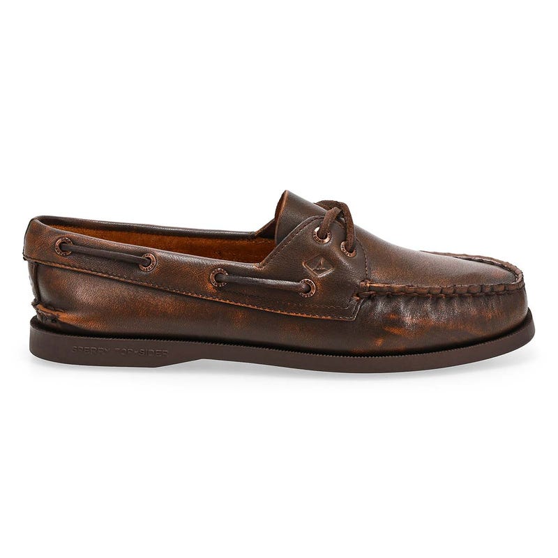 Chaussure bateau pour femmes A/O 2-Eye en cuir – Brun foncé
