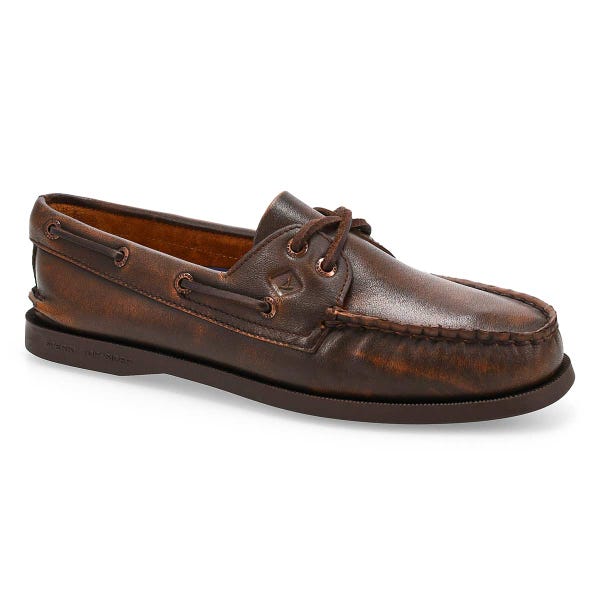 Chaussure bateau pour femmes A/O 2-Eye en cuir – Brun foncé