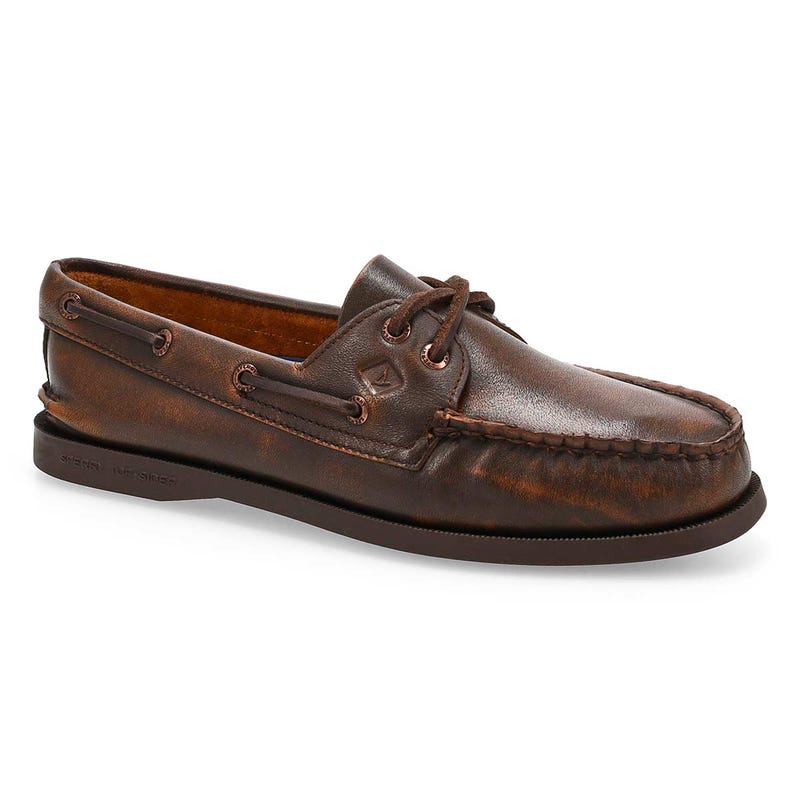 Chaussure bateau pour femmes A/O 2-Eye en cuir – Brun foncé