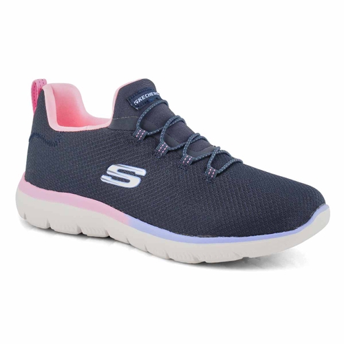 Skechers Women's SUMMITS navy/pink slip on sn | SoftMoc.com