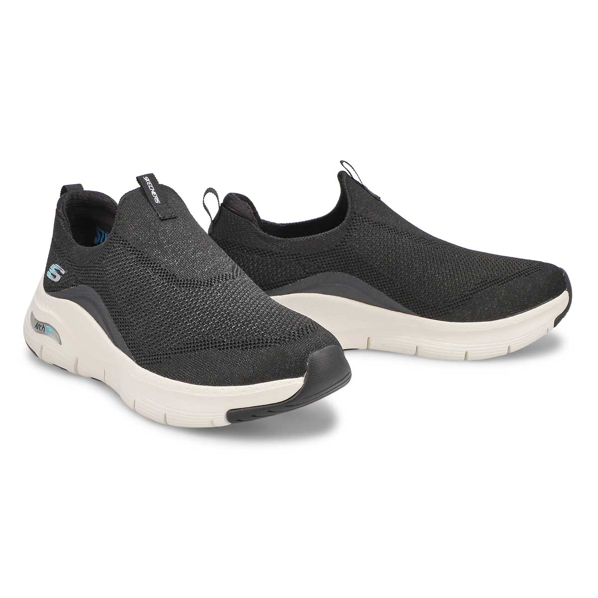 Women's Arch Fit Slip On Wide Sneaker -Black/White