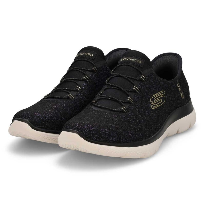 Women's  Summits Lunar Glow Slip-Ins Sneaker - Black/Gold