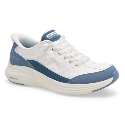 Lds Contour Foam Cozy Fit Slip-Ins Sneaker - White/Light Blue