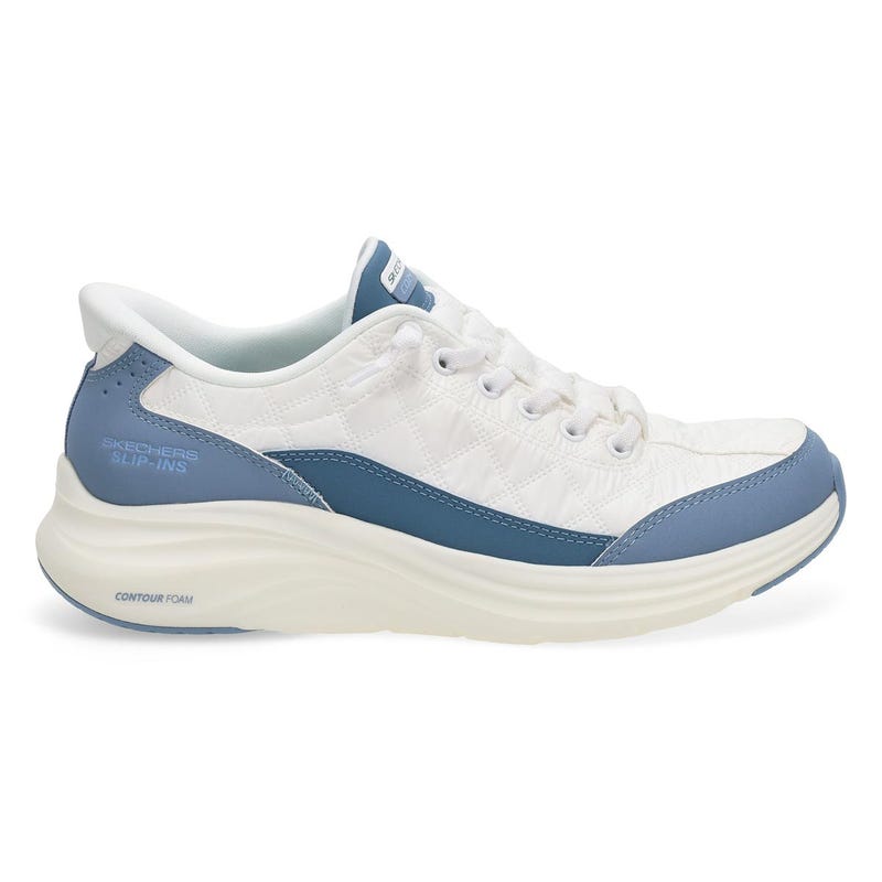 Women's Contour Foam Cozy Fit Slip-Ins Sneaker - White/Light Blue