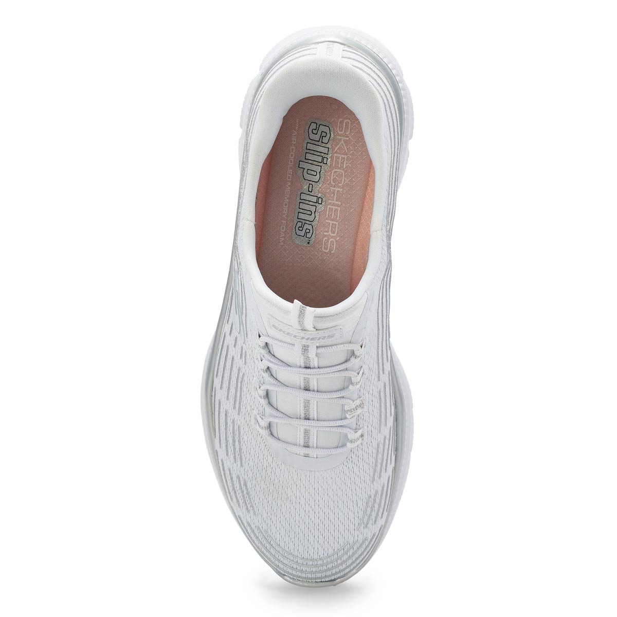 Women'a Summits Plus Slip-Ins Sneaker - White/Silver