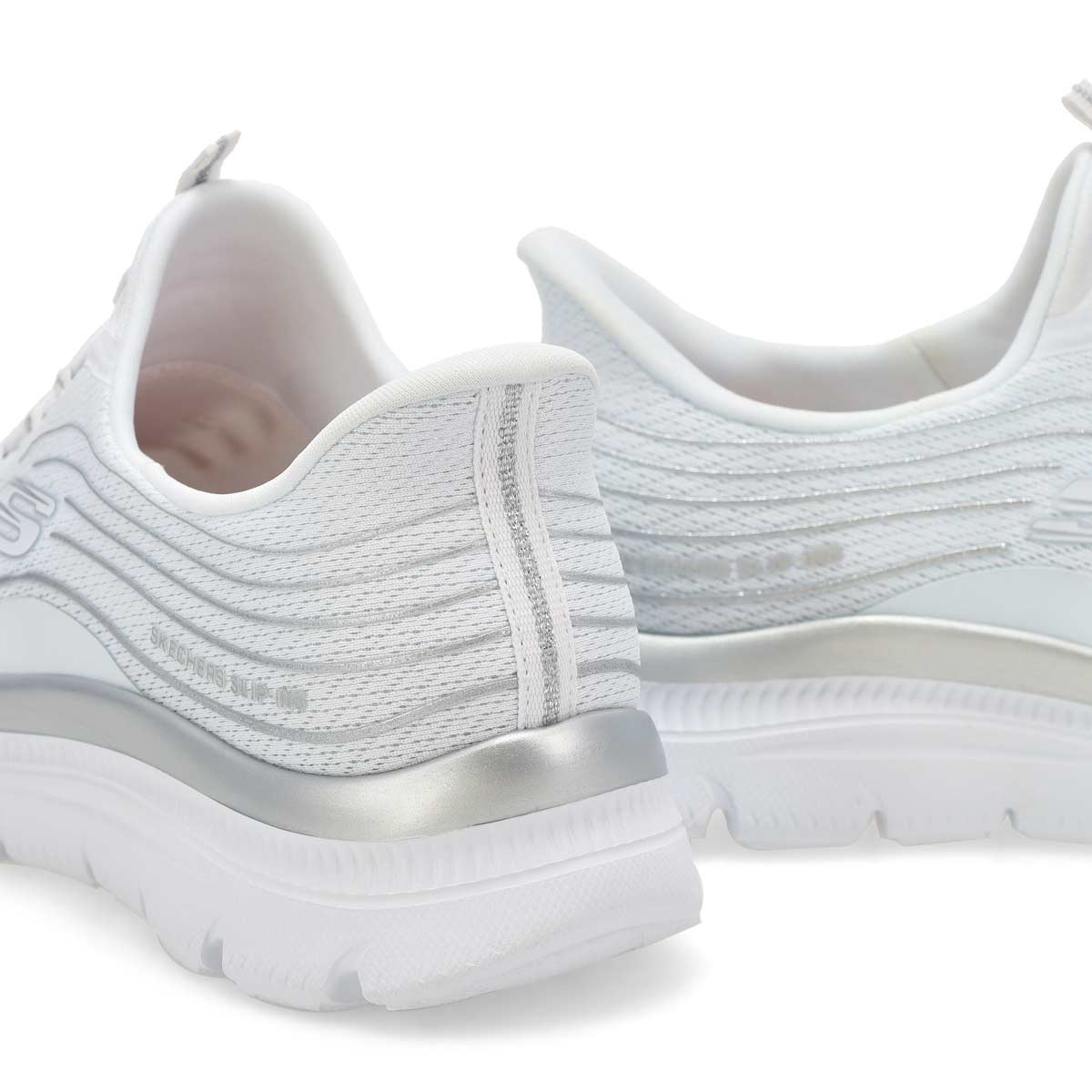 Women'a Summits Plus Slip-Ins Sneaker - White/Silver