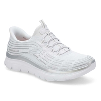 Women'a Summits Plus Slip-Ins Sneaker - White/Silver