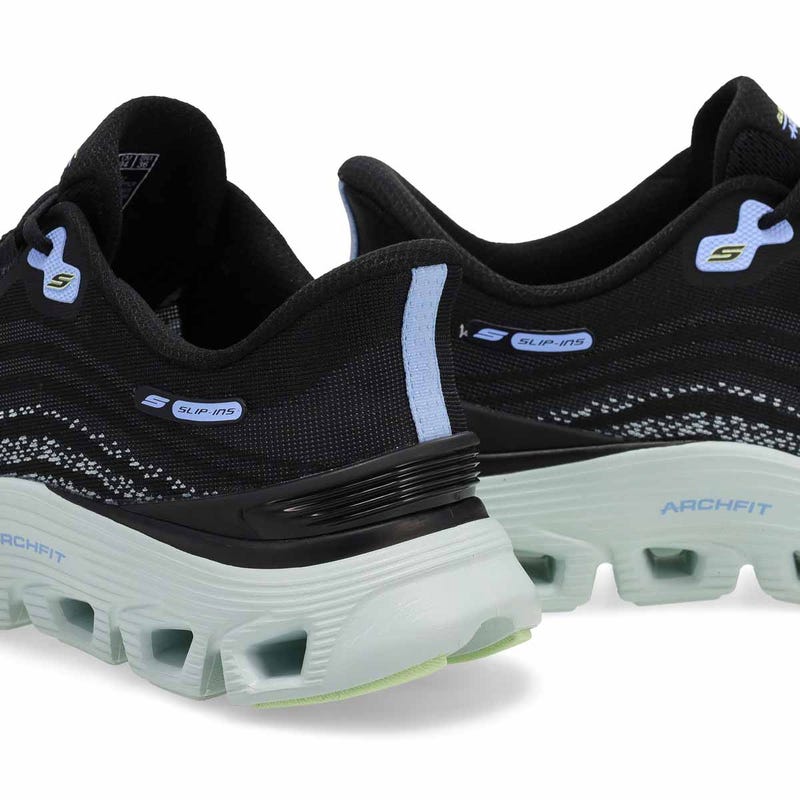 Women's Arch Fit Glide-Step Wave Slip-Ins Sneaker - Black/ Turqoise