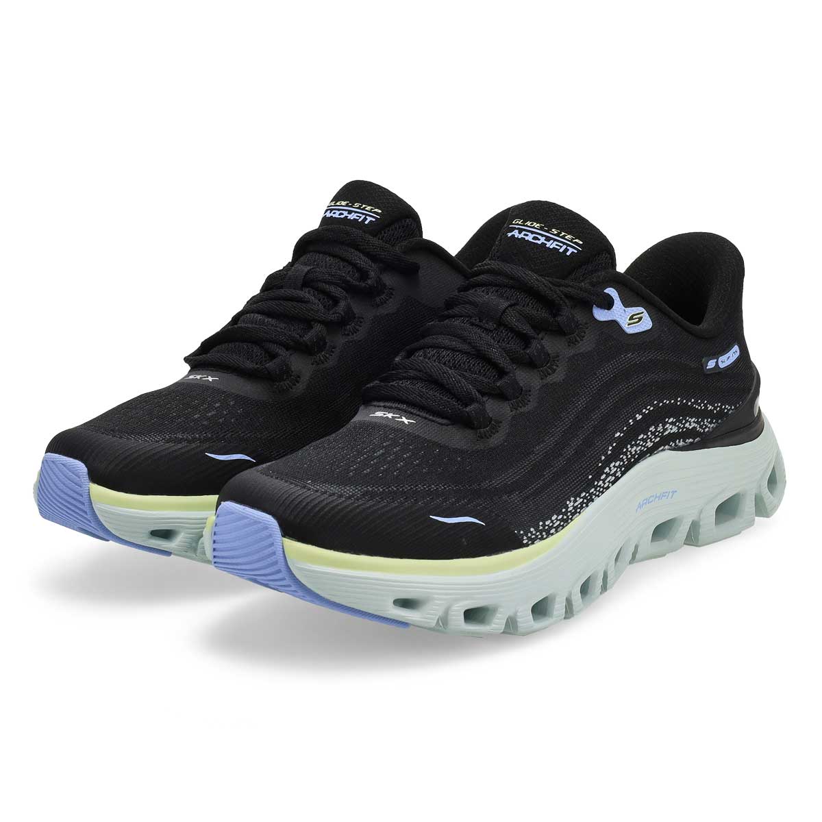 Baskets à enfiler ARCH FIT GLIDE-STEP WAVE SLIP-INS, noir/turquoise, femmes