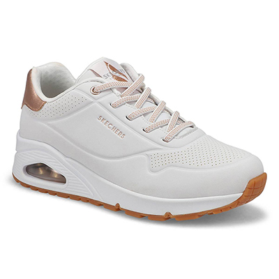 Lds Uno Shimmer Away Sneaker - White