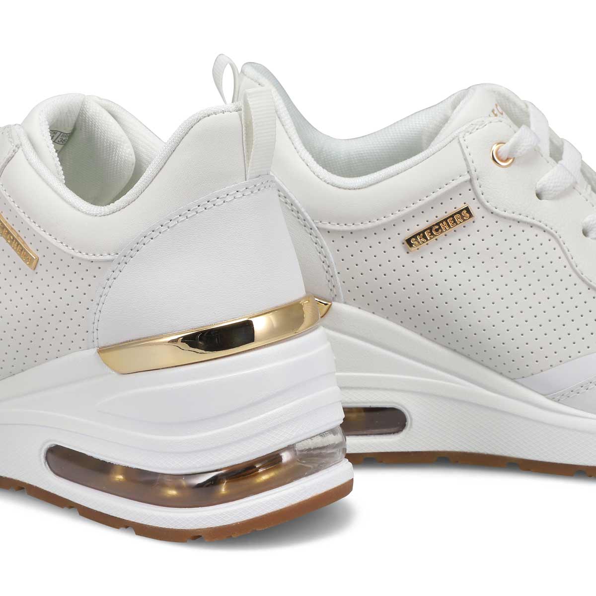 White and gold skechers discount