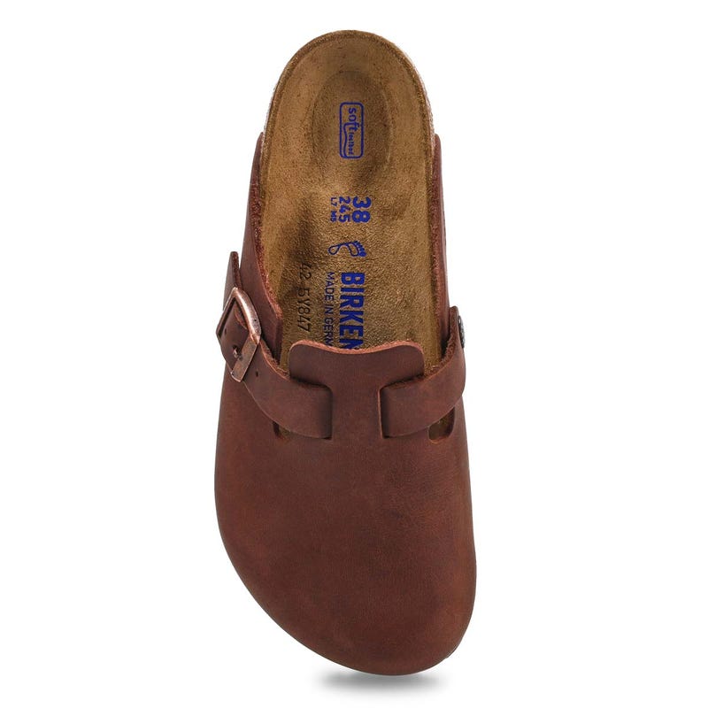 Women's  Boston Oiled Leather Soft Footbed Casual Clog - Habana