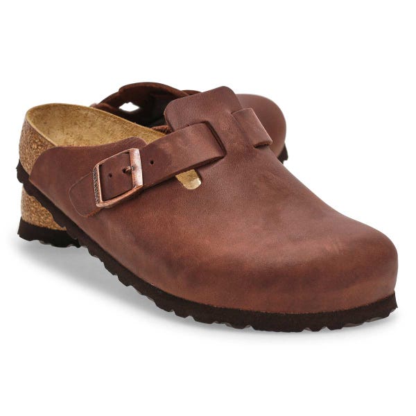 Women's  Boston Oiled Leather Soft Footbed Casual Clog - Habana