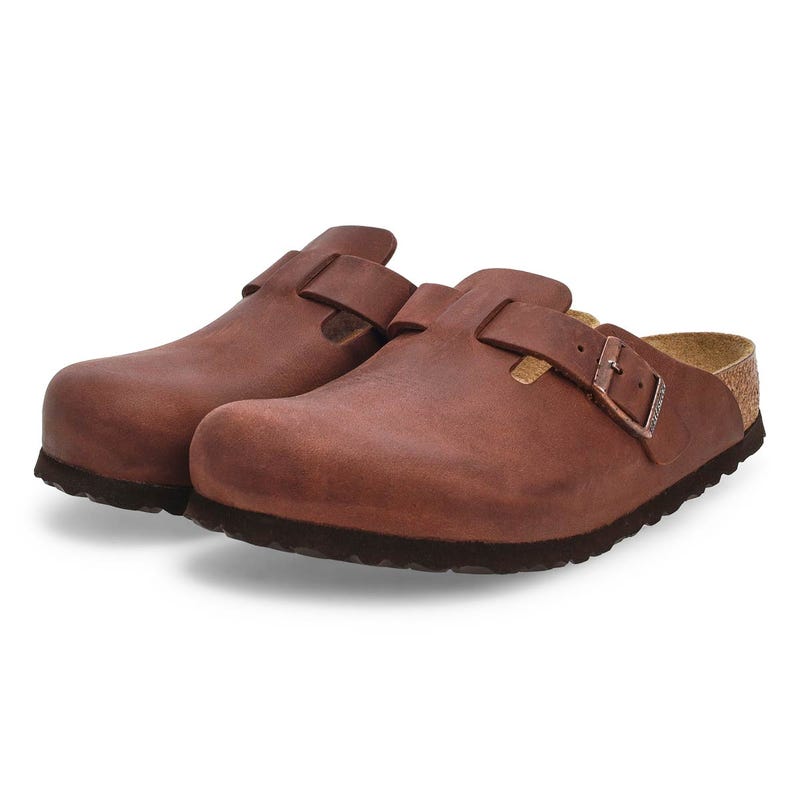 Women's  Boston Oiled Leather Soft Footbed Casual Clog - Habana