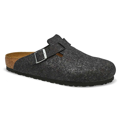 Mns Boston Wool Casual Clog - Anthracite