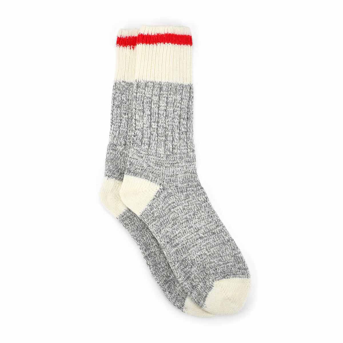 Chaussettes épaisses, mélange laine grs/blc, femme