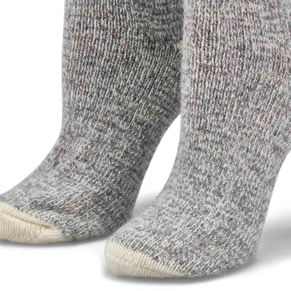 Chaussettes épaisses, mélange laine grs/blc, femme