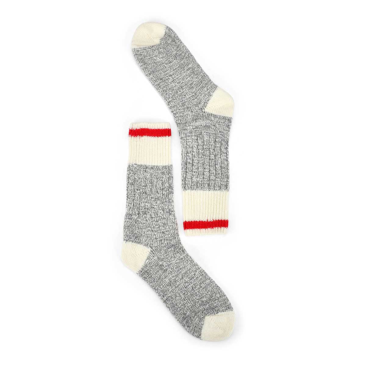 Chaussettes épaisses, mélange laine grs/blc, femme