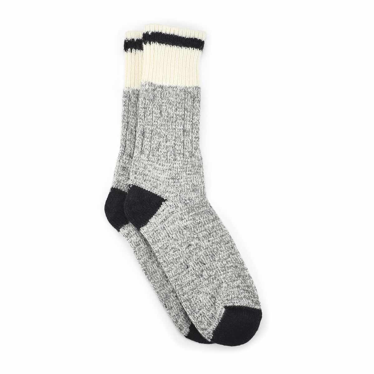 Chaussettes épaisses, mél. laine gris/noir, femmes