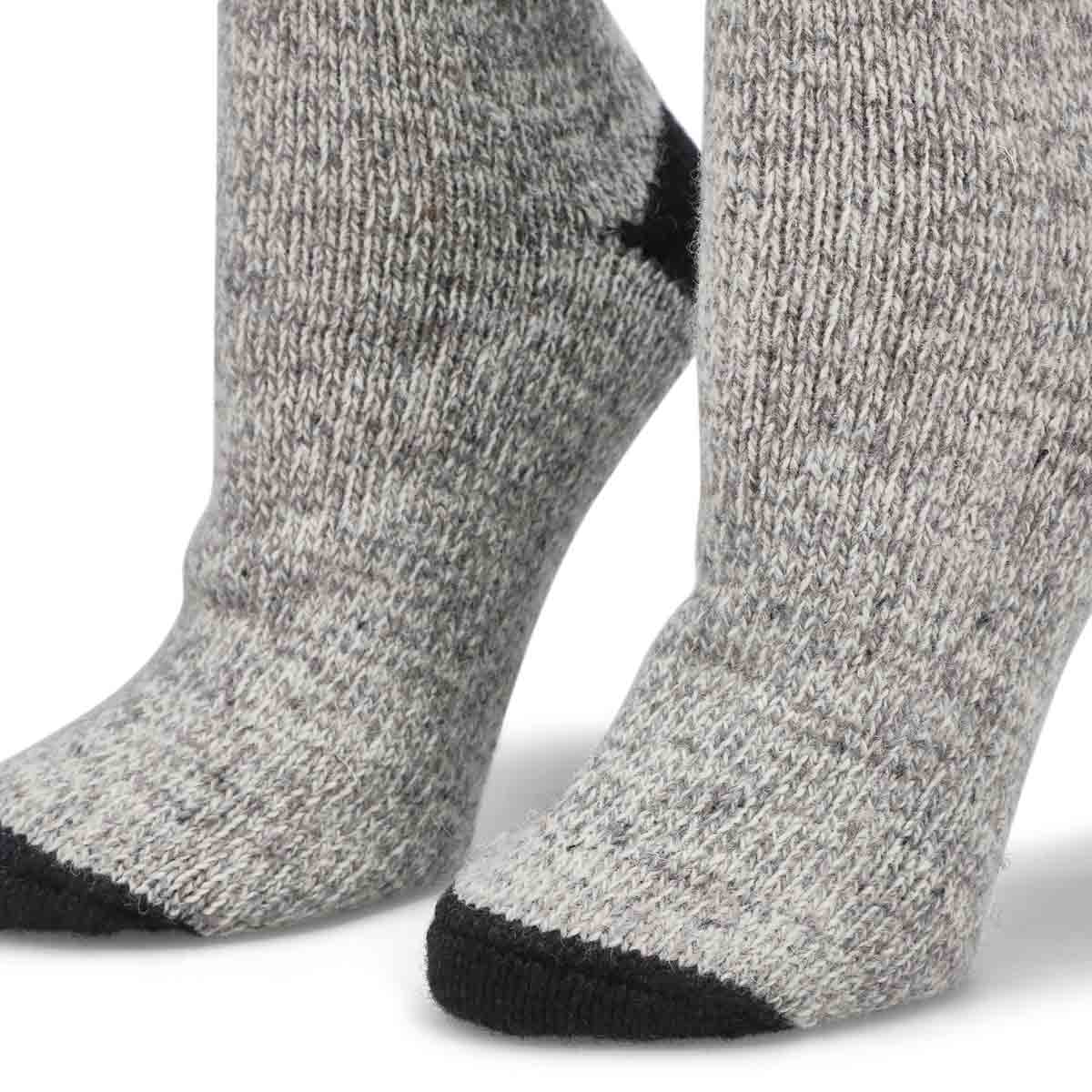 Chaussettes épaisses, mél. laine gris/noir, femmes