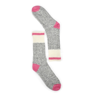 Lds Duray Wool Blend Heavy Sock - Grey/Pink