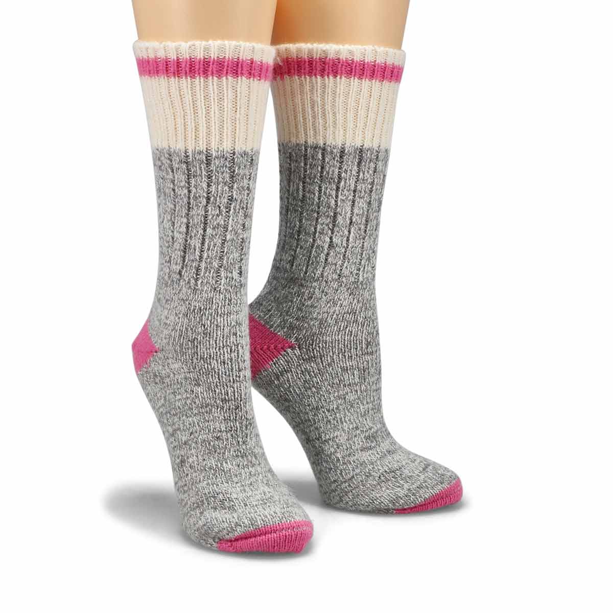 Chaussettes épaisses Duray, gris/rose, femme