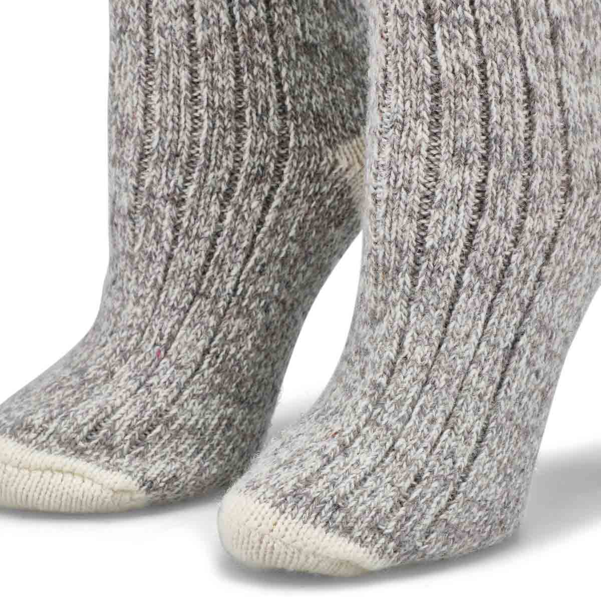 Chaussettes hautes DURAY, laine gris/blanc, femmes