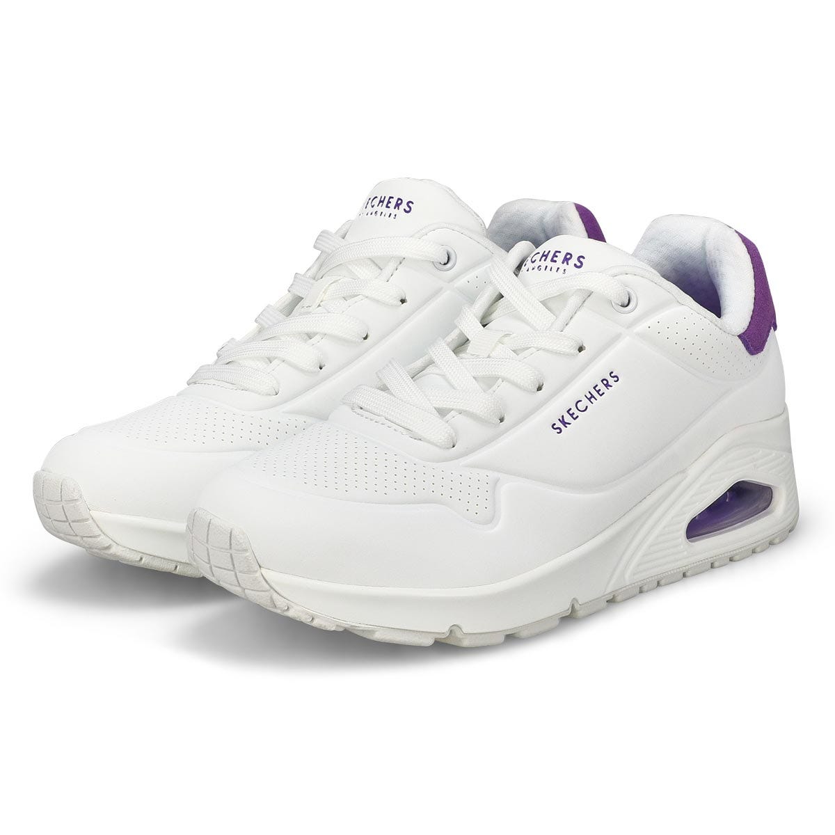 Women's  Uno Pop Back Lace Up Sneaker - White/Purple