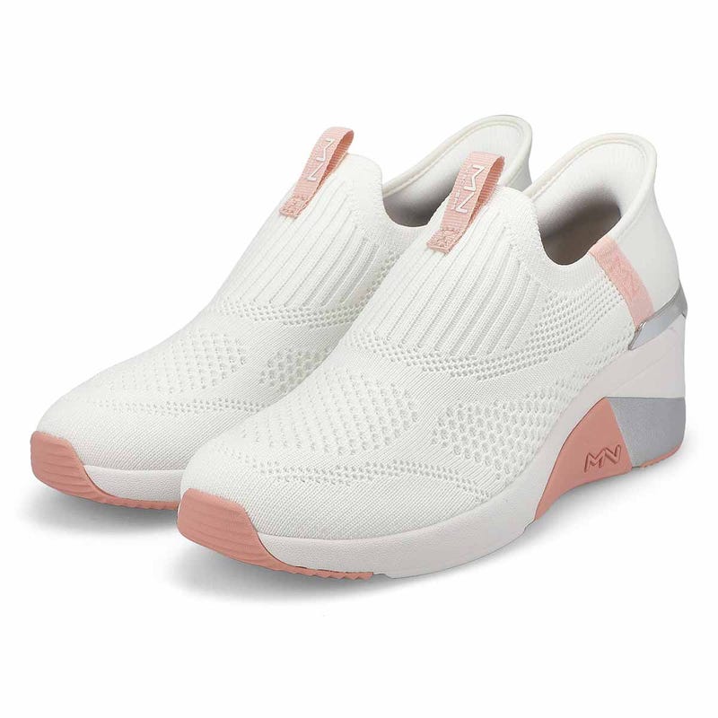 Women's Mark Nason A Wedge Crecent Slip-Ins Sneaker - White/Pink
