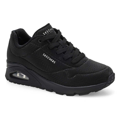 Lds Uno Shiny Scale Lace Up Sneaker - Black