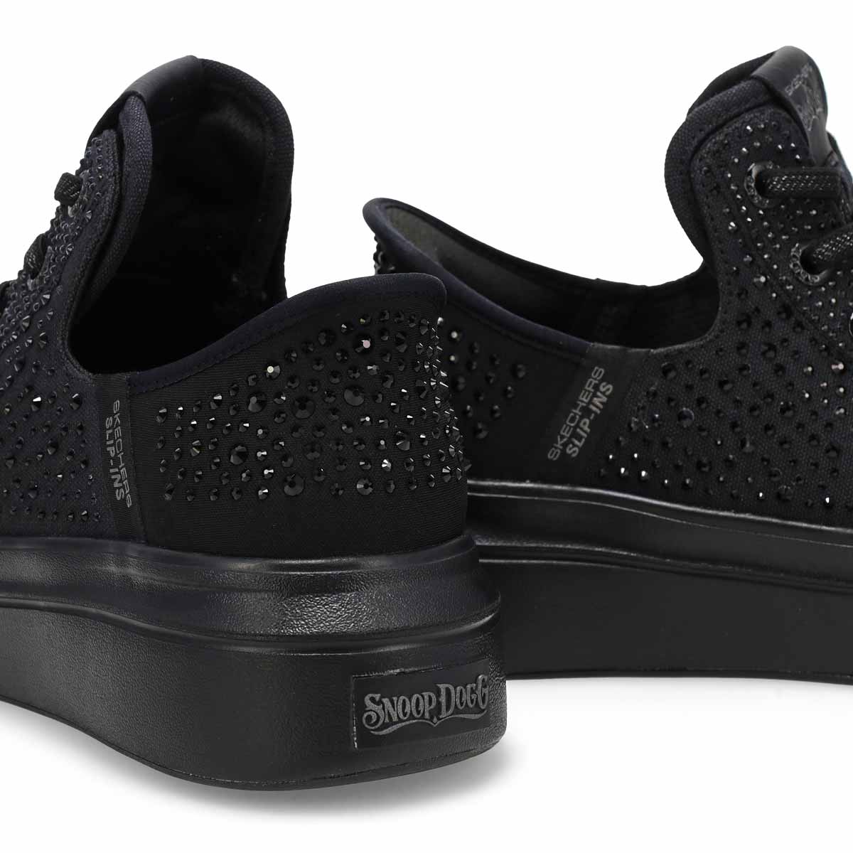 Women's  Snoop One Rhine-Stoned Slip-Ins Sneaker - Black/Black