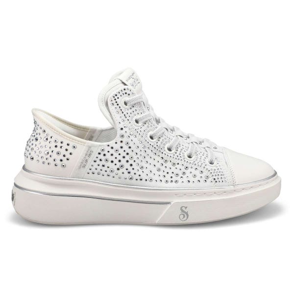 Women's Snoop One Rhine-Stoned Slip-Ins Sneaker - White