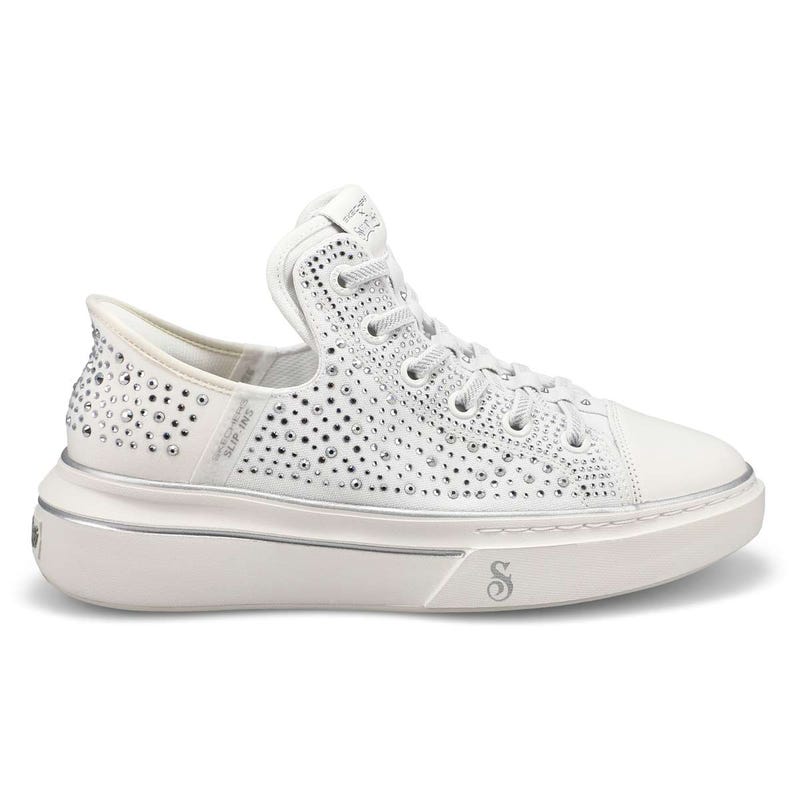 Women's Snoop One Rhine-Stoned Slip-Ins Sneaker - White
