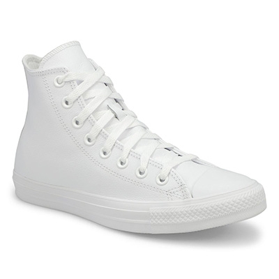 Lds Chuck Taylor All Star Leather Hi Top Sneaker - White Mono