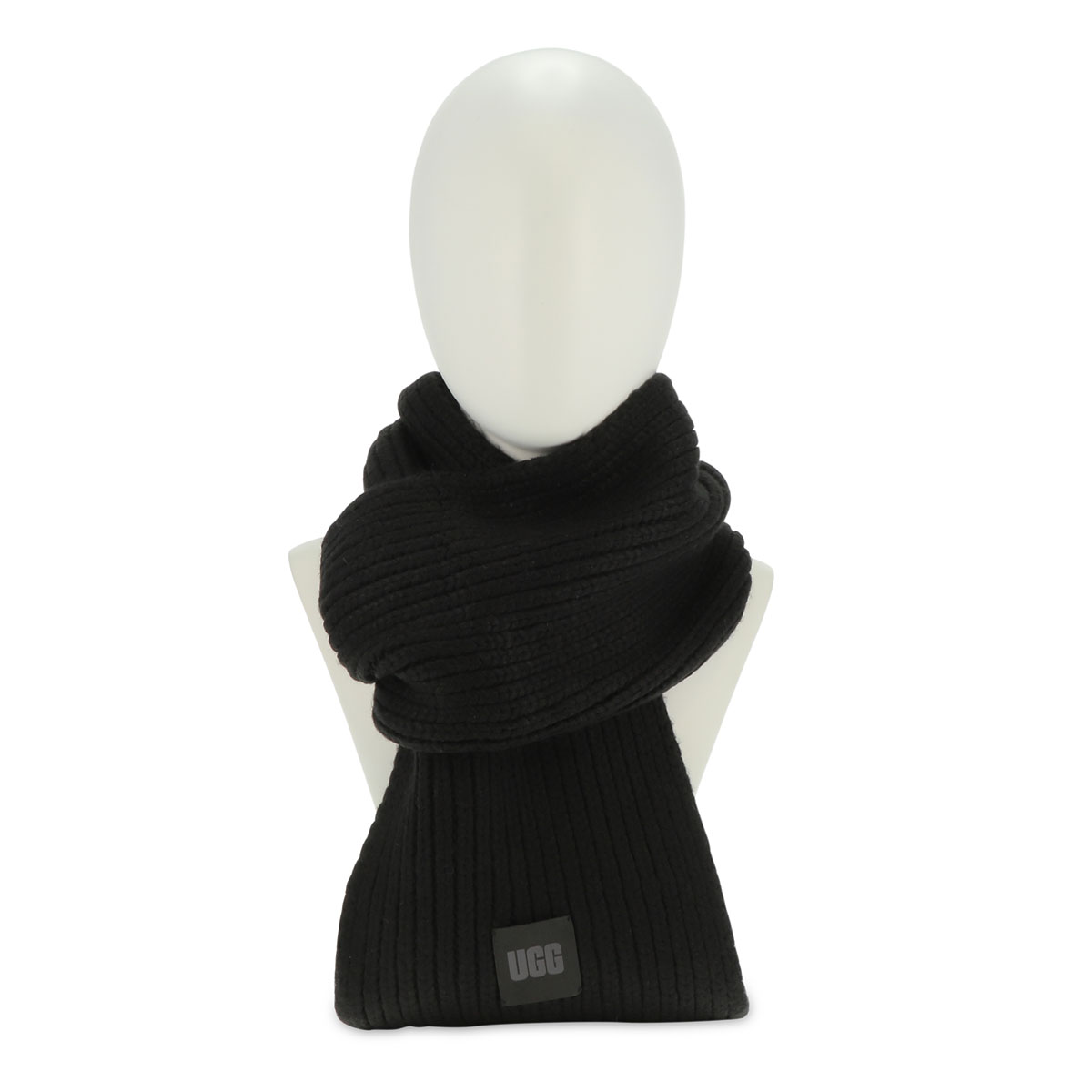Women's Ribbed Knit Scarf - Black