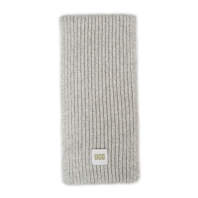 Lds Ribbed Knit Scarf - Light Grey