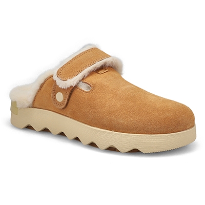 Lds Viibe Cozy Suede Clog - Tawny Buff