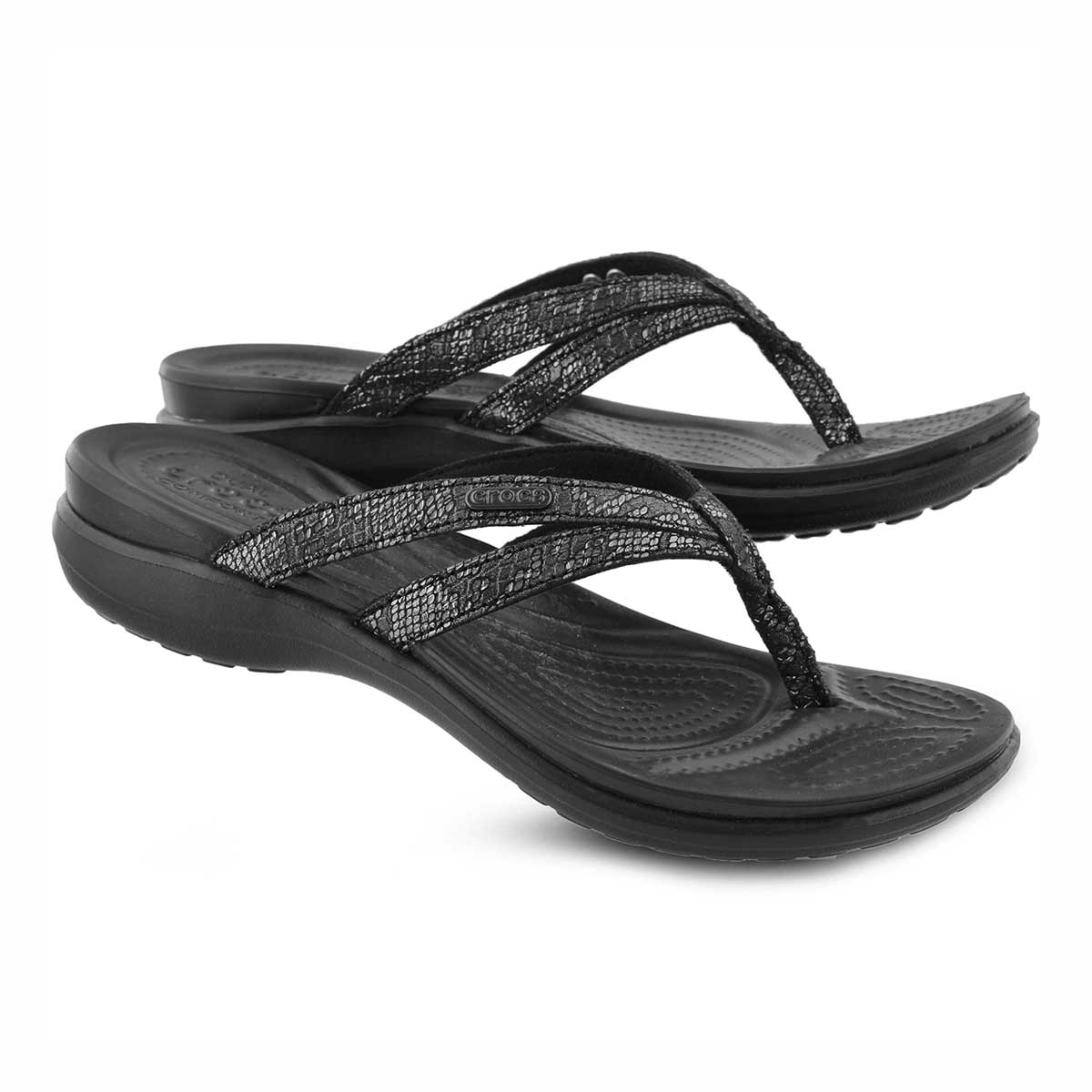 black strappy thong sandals