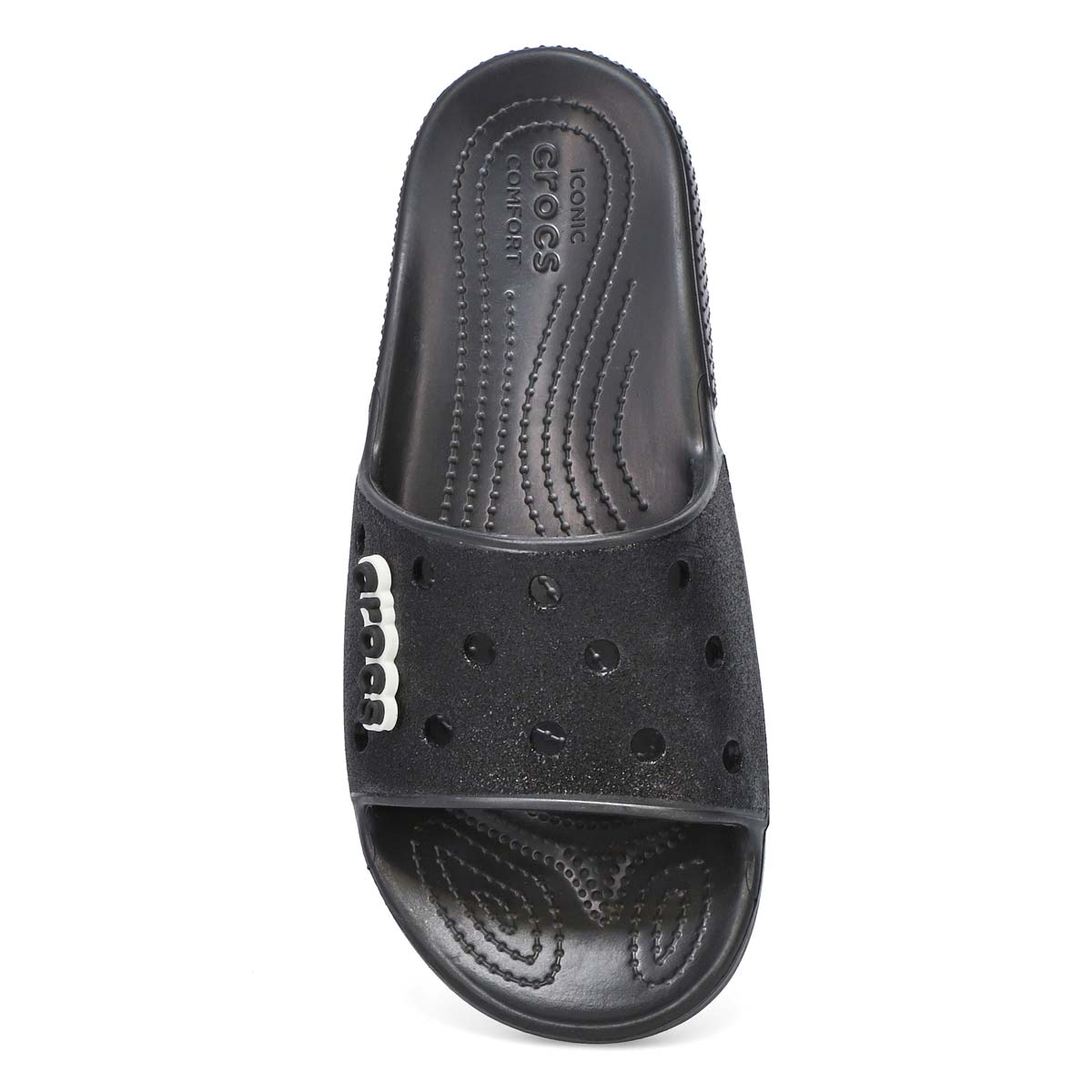 women's black glitter crocs