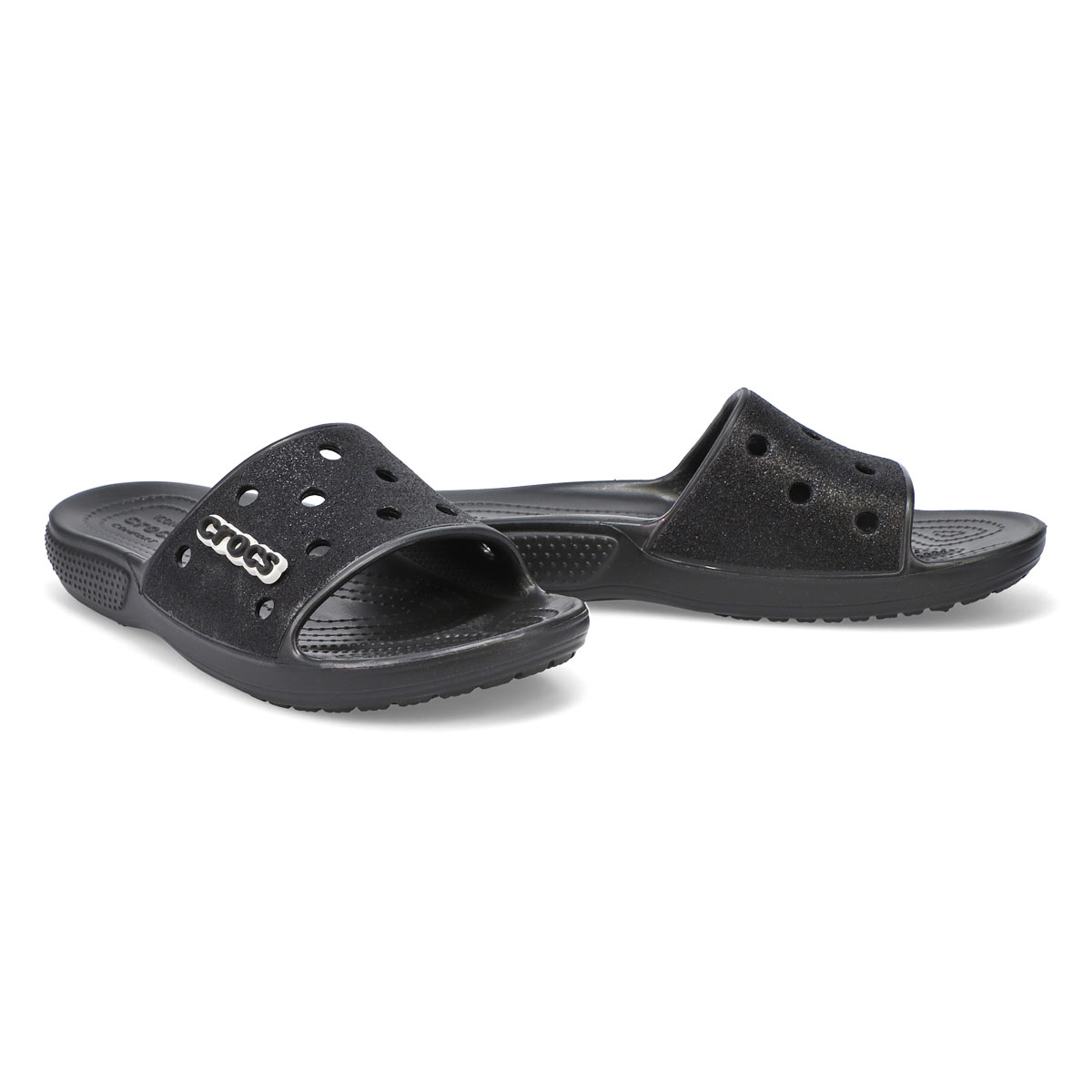 women's black glitter crocs